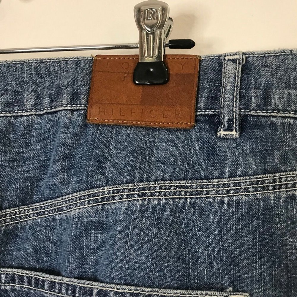 Vintage 90s Tommy Hilfiger Jean Denim Skirt Size 16 Painter Carpenter Pockets - Picture 9 of 12